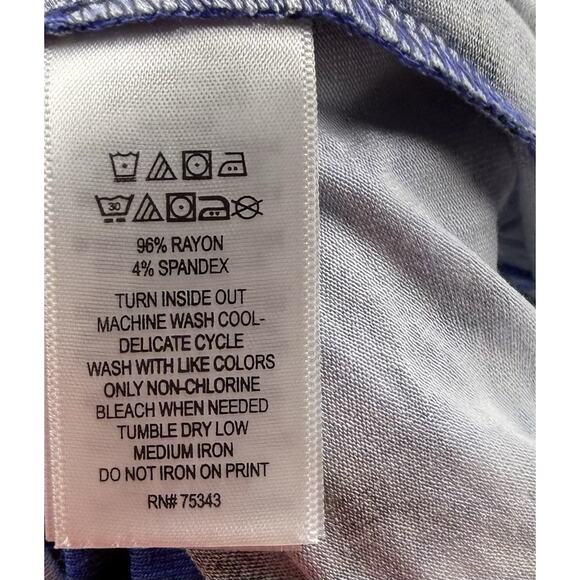 Dakini Geo Dress Sz Medium Blue Tie Dye Shelf Bra Fit Flare Stretch Knit Womens - Picture 7 of 8